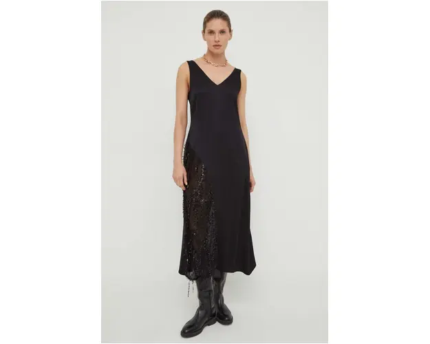 Day Birger et Mikkelsen rochie culoarea negru, midi, evazati