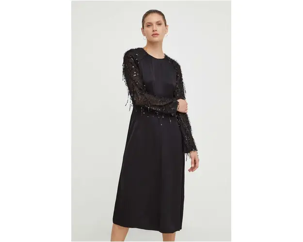 Day Birger et Mikkelsen rochie culoarea negru, midi, evazati