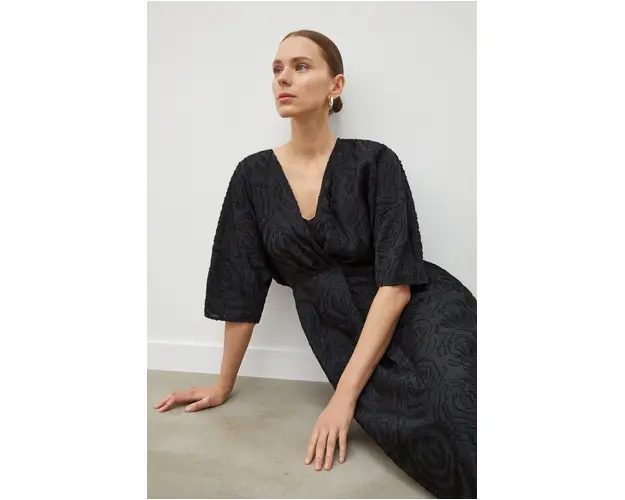 Day Birger et Mikkelsen rochie culoarea negru, midi, evazati