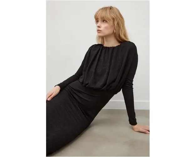 Day Birger et Mikkelsen rochie culoarea negru, midi, mulata