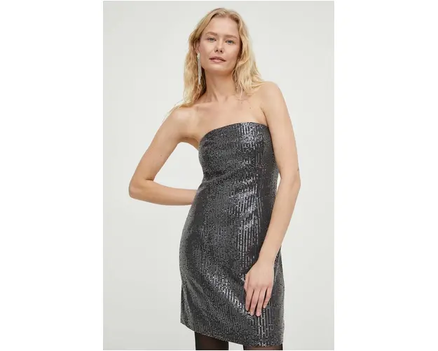 Rotate rochie culoarea gri, mini, mulata