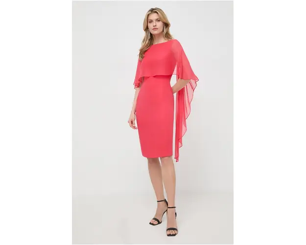 Luisa Spagnoli rochie de matase culoarea rosu, mini, drept