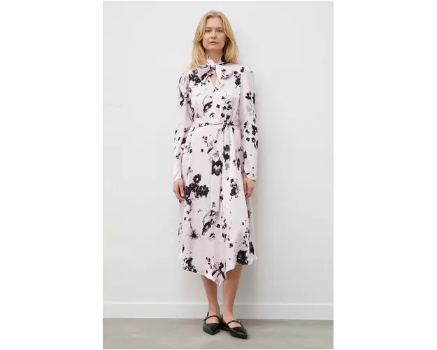 Bruuns Bazaar rochie culoarea roz, midi, evazati