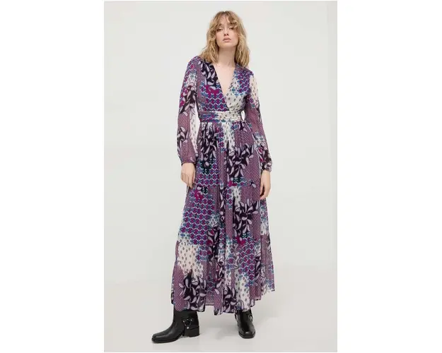 BA&SH rochie din amestec de matase maxi, evazati