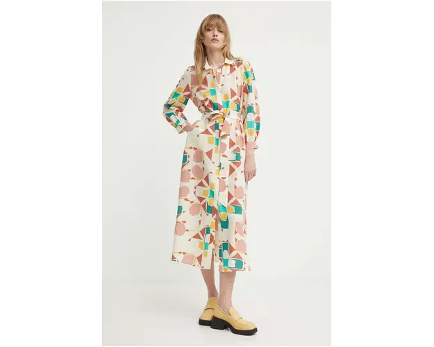 BA&SH rochie ARA culoarea bej, midi, oversize, 1E24ARA