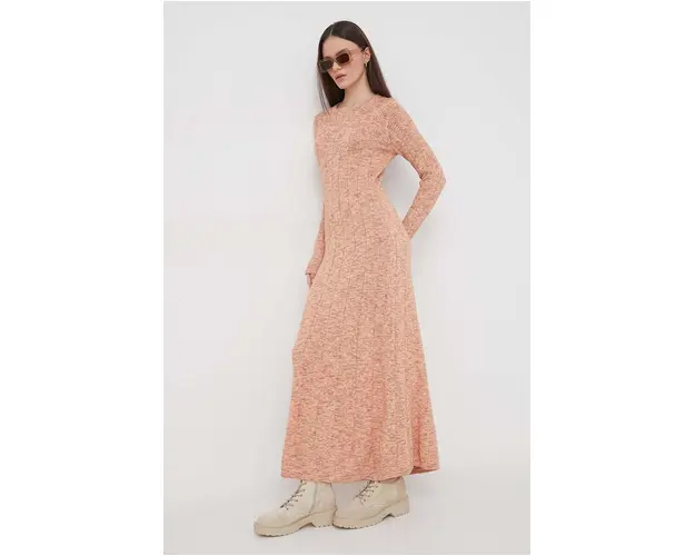 Pepe Jeans rochie din bumbac culoarea bej, maxi, drept