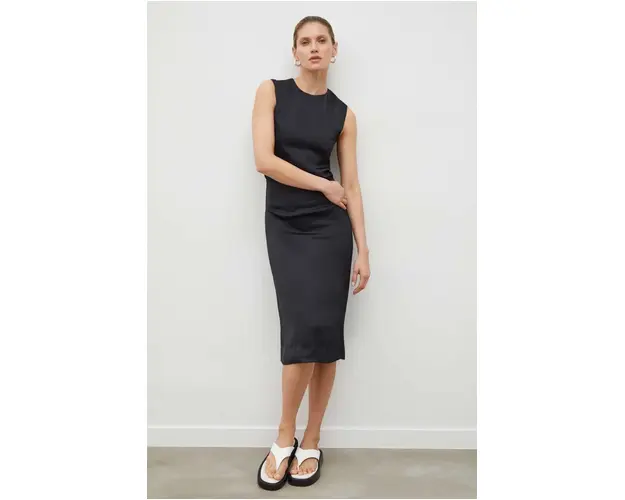 Lovechild rochie culoarea negru, midi, mulata 7564174