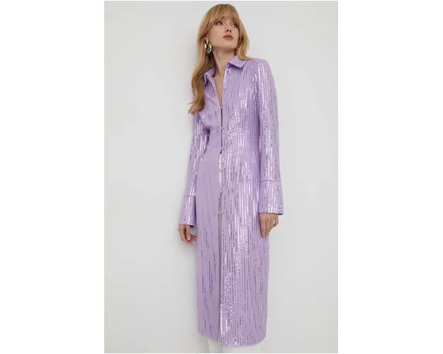 Stine Goya rochie culoarea violet, midi, mulata SG5709