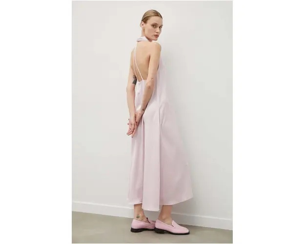 Samsoe Samsoe rochie culoarea roz, maxi, evazati