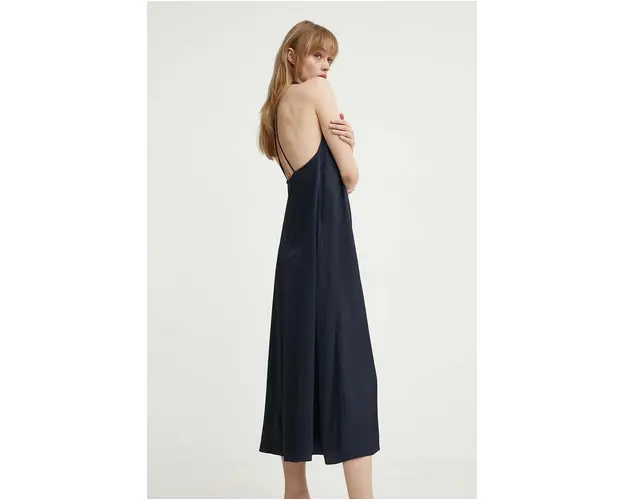 Samsoe Samsoe rochie culoarea albastru marin, maxi, evazati