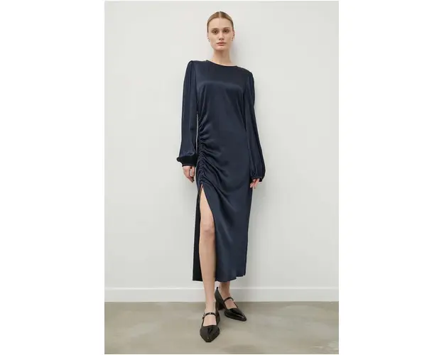 Samsoe Samsoe rochie culoarea albastru marin, maxi, drept