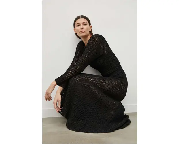Samsoe Samsoe rochie SAYASMINE culoarea negru, maxi, evazati, F24100159