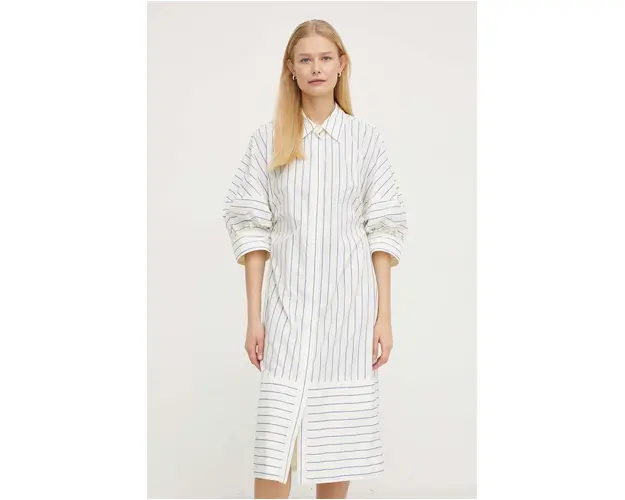Day Birger et Mikkelsen rochie culoarea bej, mini, evazati