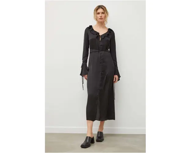 Résumé rochie culoarea negru, maxi, drept