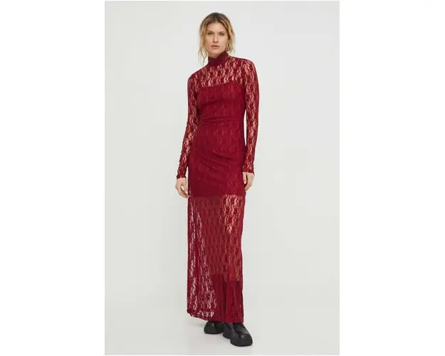 Résumé rochie culoarea bordo, maxi, drept
