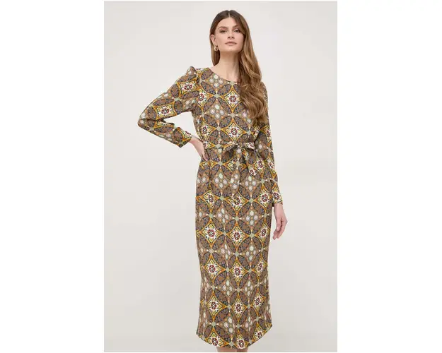 Weekend Max Mara rochie culoarea galben, midi, evazati 2415220000000