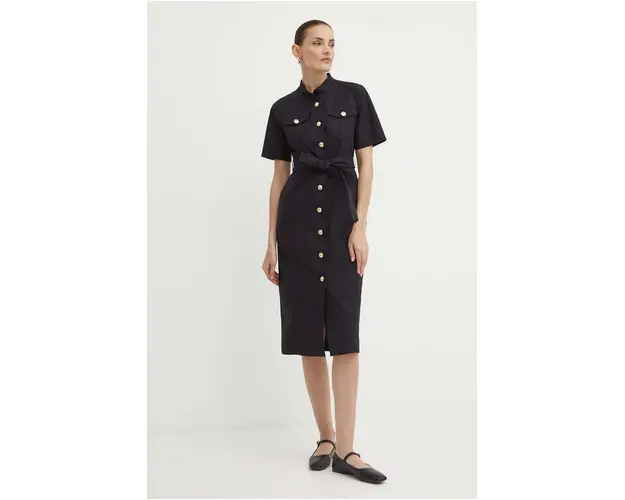 Marella rochie culoarea negru, midi, drept, 2413221124200