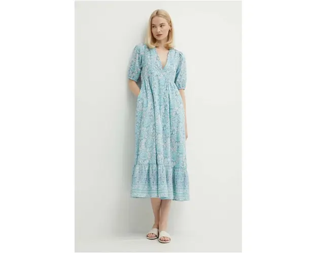 Pepe Jeans rochie din bumbac MAFALDA midi, evazati, PL953479