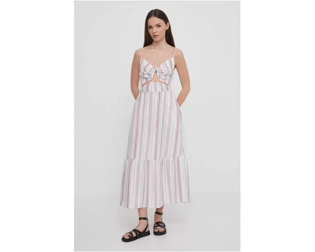 Pepe Jeans rochie din in midi, evazati