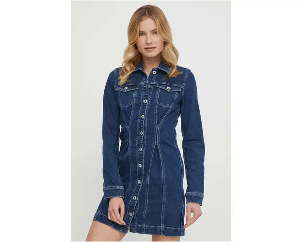 Pepe Jeans rochie culoarea albastru marin, mini, mulata