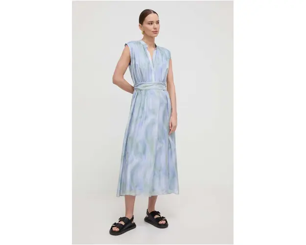 BOSS rochie de matase midi, evazati 50516007