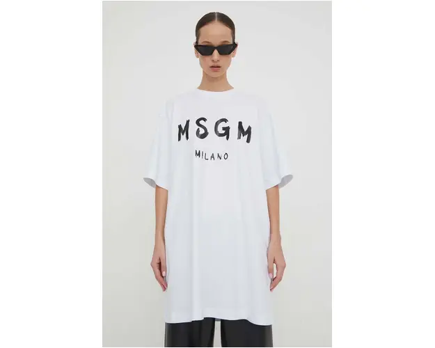 MSGM rochie din bumbac culoarea alb, mini, oversize 2000MDA510.200002