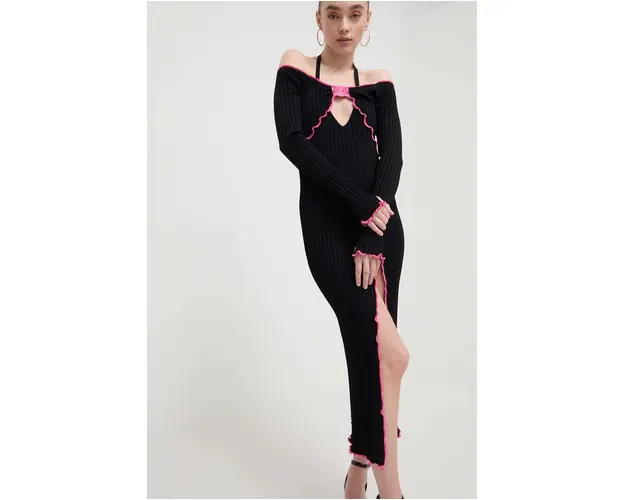 Versace Jeans Couture rochie culoarea negru, midi, mulata