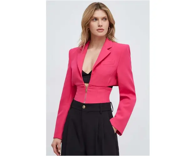 Versace Jeans Couture sacou culoarea roz, un singur rand de nasturi, neted