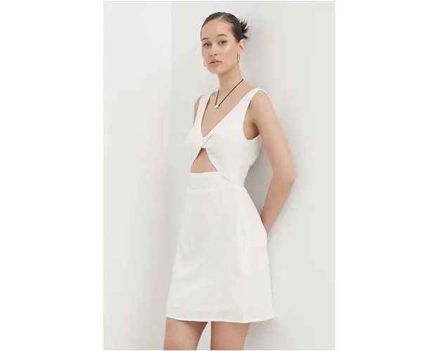 Billabong rochie din bumbac culoarea alb, mini, mulata