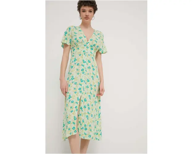 Billabong rochie Your Girl culoarea verde, midi, evazati, ABJWD00671