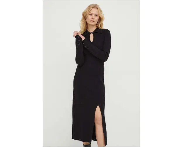The Kooples rochie culoarea negru, midi, drept