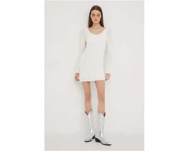 Hollister Co. rochie din bumbac culoarea bej, mini, mulata