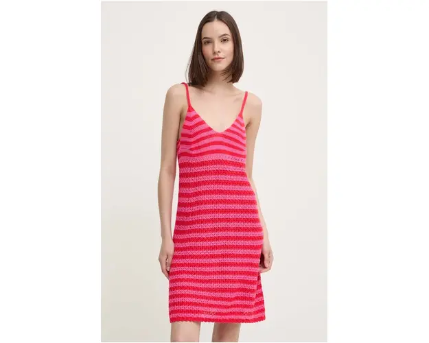 United Colors of Benetton rochie culoarea roz, mini, drept