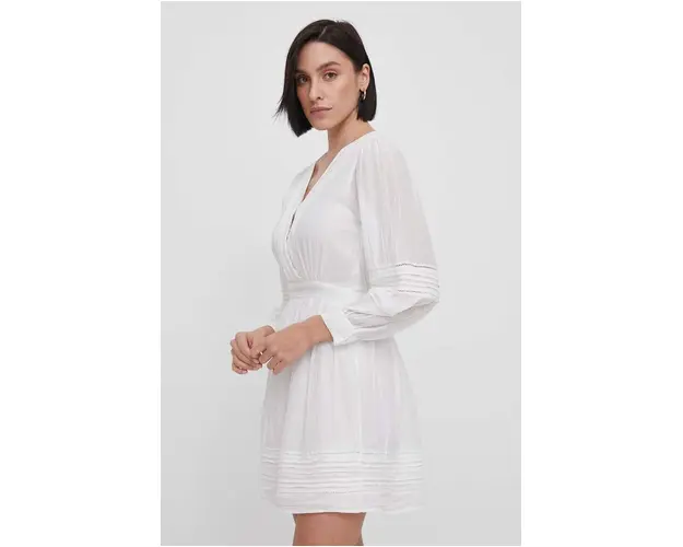 Pepe Jeans rochie culoarea bej, mini, evazati