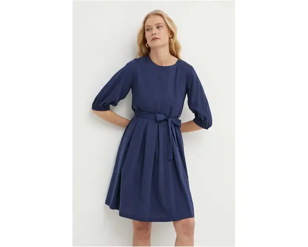 Weekend Max Mara rochie din bumbac culoarea bleumarin, mini, evazati, 2415621072600 2415620000000