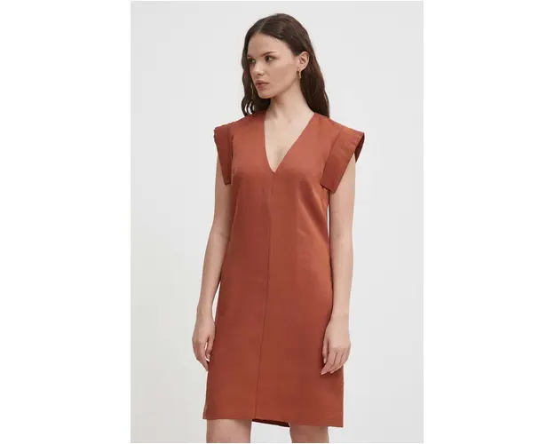 United Colors of Benetton rochie culoarea maro, mini, drept