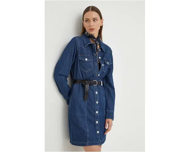 Levi's rochie jeans culoarea albastru marin, mini, drept