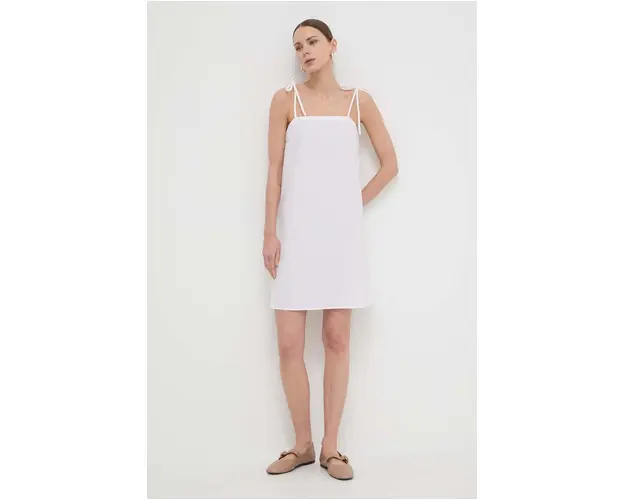 Max Mara Leisure rochie din bumbac culoarea alb, mini, evazati 2416220000000