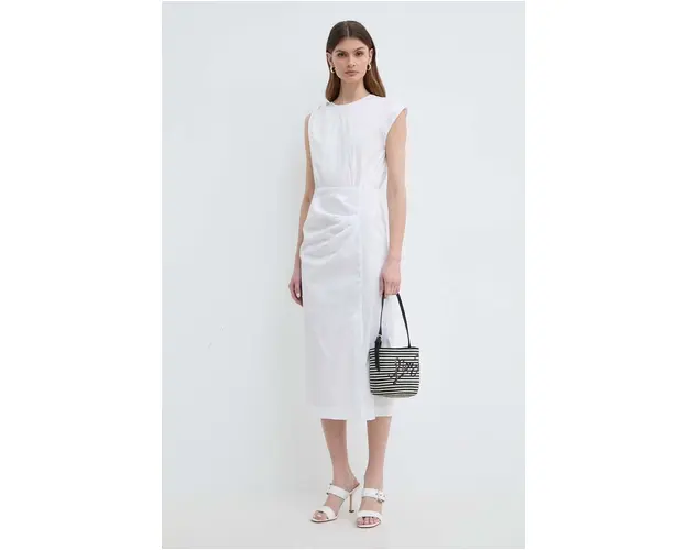 Marella rochie culoarea alb, midi, drept, 2413221122200 2413220000000