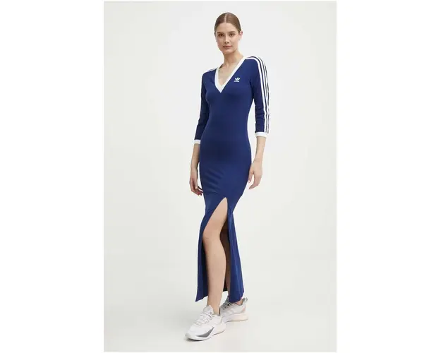 adidas Originals rochie culoarea albastru marin, maxi, mulata, IP2987