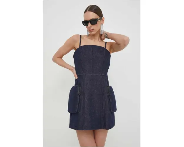 Miss Sixty rochie jeans culoarea albastru marin, mini, evazati