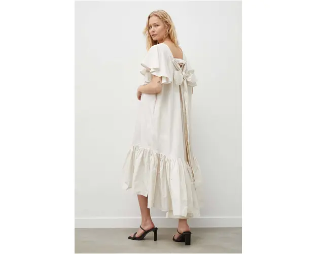 MMC STUDIO rochie culoarea bej, midi, evazati