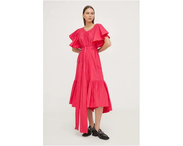 MMC STUDIO rochie culoarea roz, midi, evazati