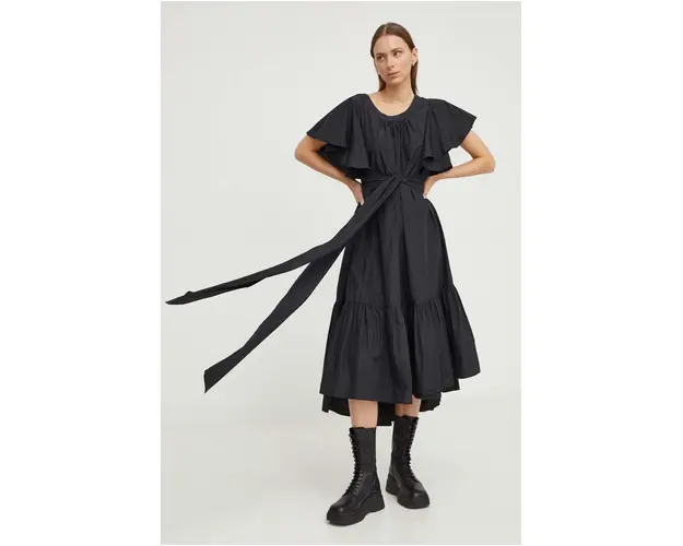 MMC STUDIO rochie culoarea negru, midi, evazati