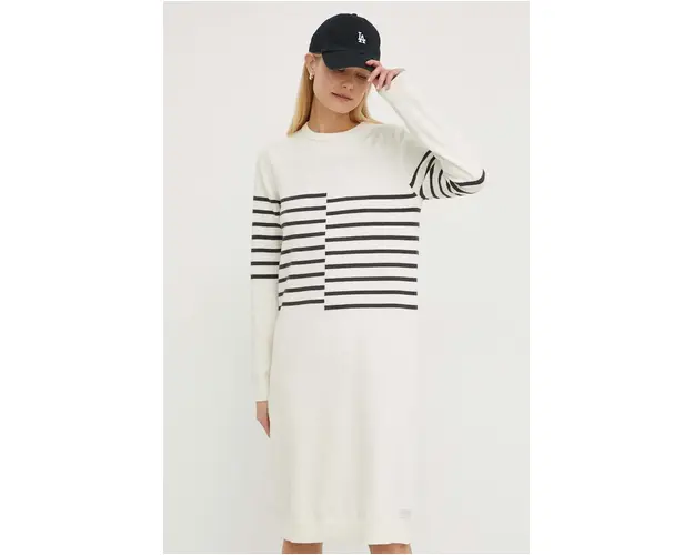 G-Star Raw rochie din amestec de lana culoarea bej, mini, drept