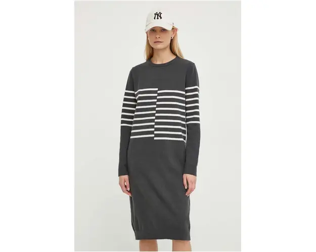 G-Star Raw rochie din amestec de lana culoarea gri, mini, drept