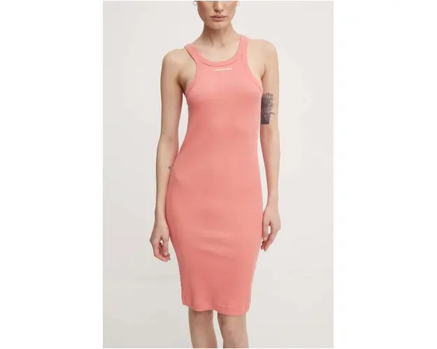 G-Star Raw rochie din bumbac culoarea roz, mini, mulata