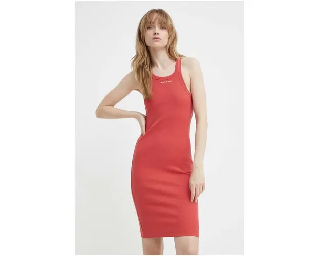 G-Star Raw rochie din bumbac culoarea rosu, mini, mulata
