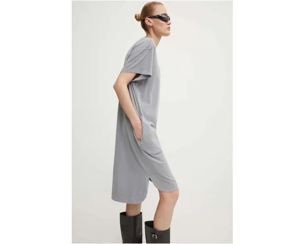 G-Star Raw rochie din bumbac culoarea gri, mini, oversize