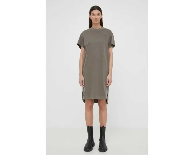 G-Star Raw rochie din bumbac culoarea maro, mini, oversize